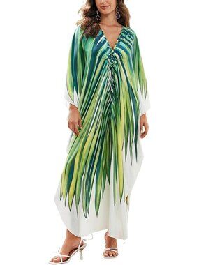 Women's Plus Size Kaftan Maxi Dress Batwing Sleeve Beach Cover Up-8759-color5